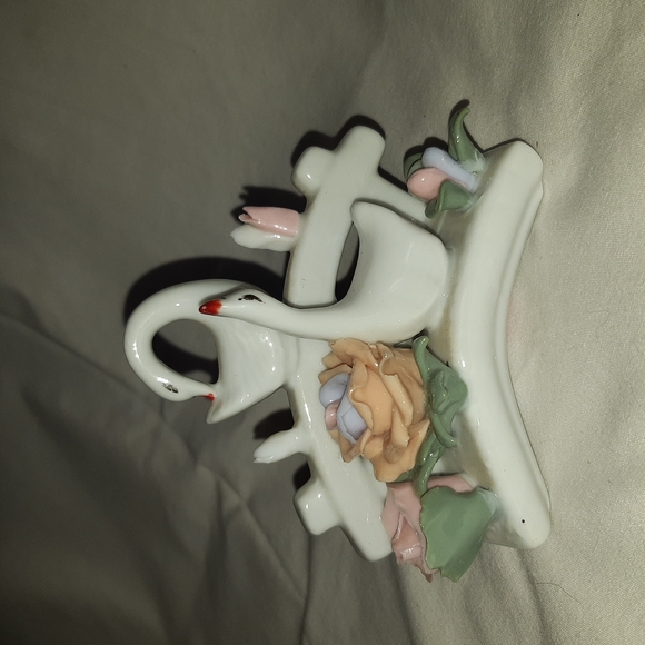 Swans on Bridge and Fence with Flowers Pastel Colors - Picture 6 of 13